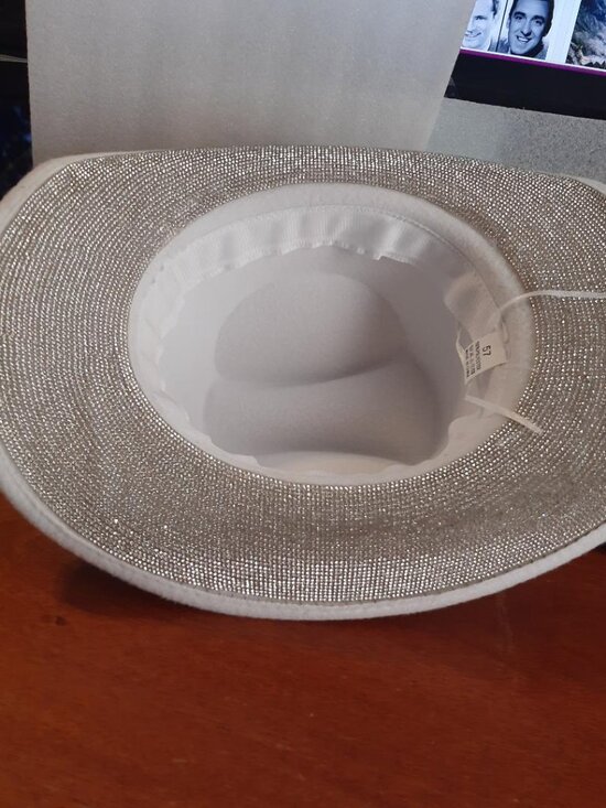NEW ! Bride White Cowgirl Hat With Rhinestones